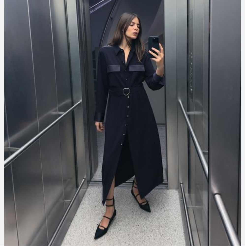 ZARA MIDI SHIRT DRESS SIZE XS - Picture 1 of 10